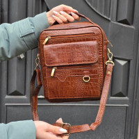 کیف چرم اسپورت کارن بزرگ قهوه ای سنگی